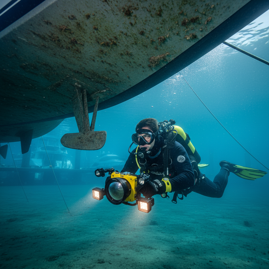 Professional underwater hull maintenance California service with photo proof