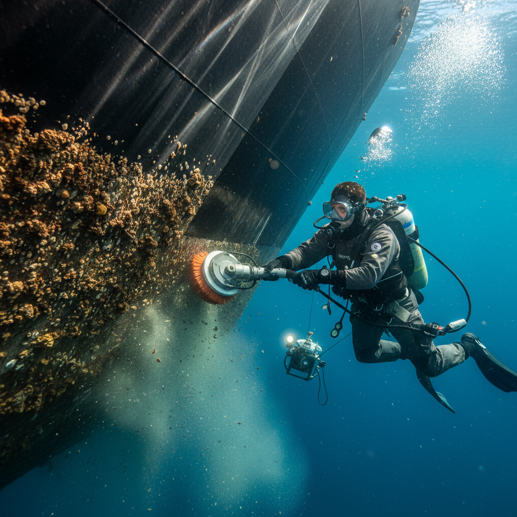 Professional Bay Area marine services performing hull cleaning for fuel savings