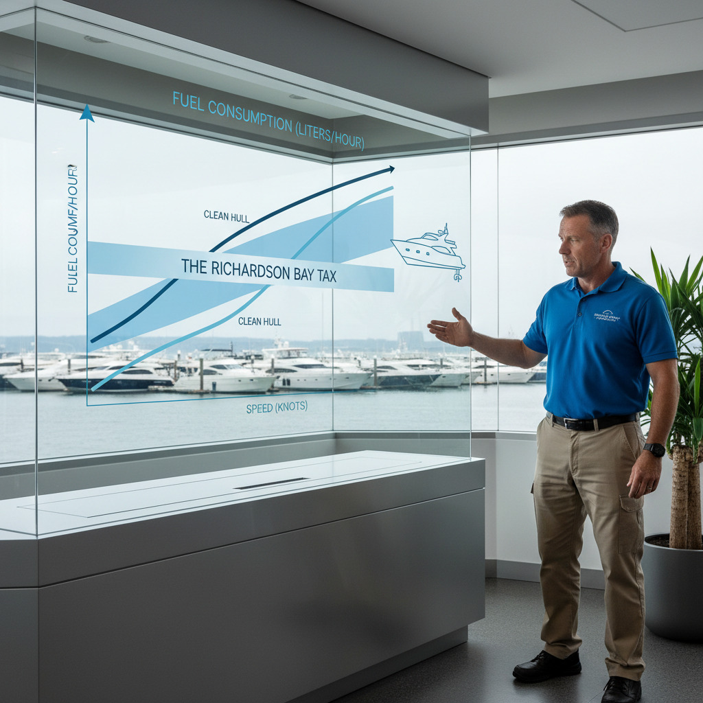 Infographic showing fuel efficiency loss due to Richardson Bay bio-fouling