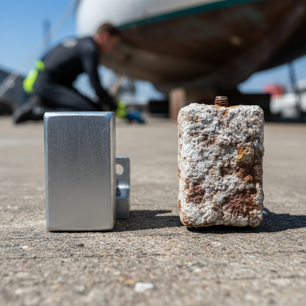Comparison of sacrificial anode lifespan and corrosion stages