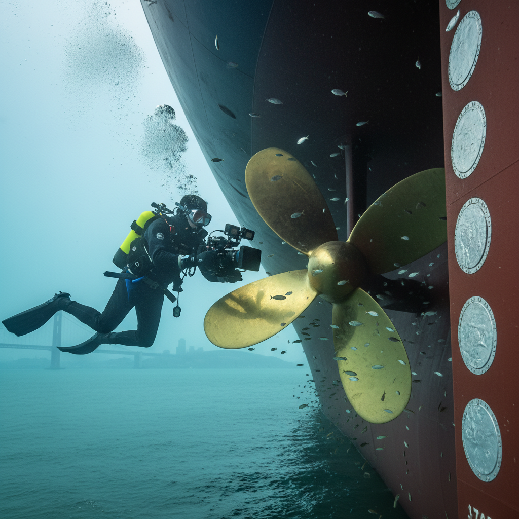 Professional diver providing photo proof of marine growth prevention and zinc condition