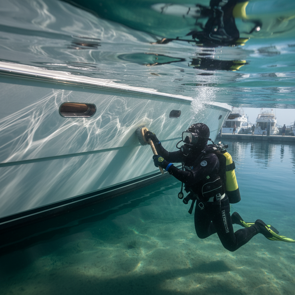 Professional underwater hull cleaning for Emery Cove yacht maintenance
