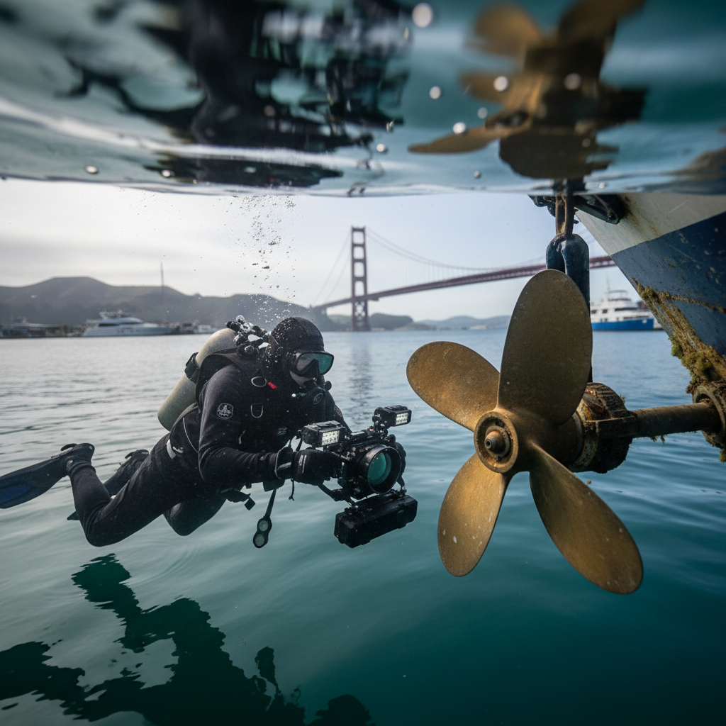 Marina Greens boat maintenance dive team inspecting running gear