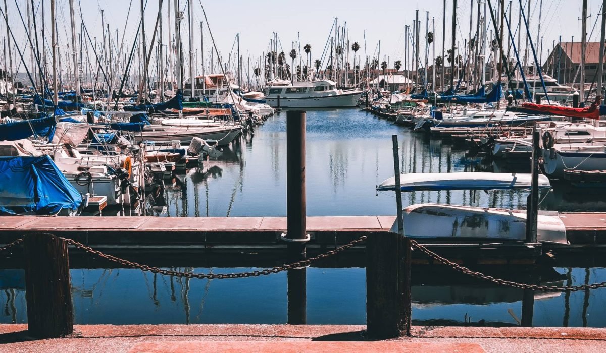 Sailboats and powerboats at a Fortman marina